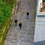 Italy, Napoli (01/19/2025) - The clmb of Pedamentina, connection between the Certosa of San Martino and Castel Sant'Elmo – located on the hill of the Vomero district – and the historic center The Pedamentina Stairs in Naples