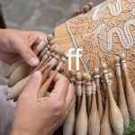 Marche, Offida lace makers the traditional workmanship of bobbin lace